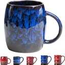 Midnight Blue Ceramic Coffee Mug 15oz - Handcrafted Artisan Mug with Large Comfortable Handle, Unique Design for Coffee Lovers, Dishwasher Safe