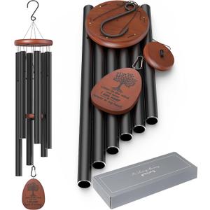 Sympathy Memorial Wind Chimes for Loss of Loved One, 41 inch Large Wind Chimes Outside Deep Tone,Ideal Memorial/Bereavement/Sympathy Gift for Condolence and Funeral (Black)