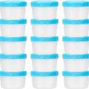 8 Oz Plastic Containers with Lids, 15 Pack 1-Cup Reusable Small Freezer Storage Containers with Screw Top for Food Snack Portion Control Meal Prep, Ultra Thick, Microwave Freezer Dishwasher Safe, Blue (Blue | 8oz)