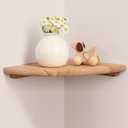 Gieanoo Corner Floating Shelf 7inch Solid Oak Wood Floating Corner Shelf with Wire Hole Corner Wall Mount Storage Display Shelves for Living Room Bedroom Bathroom Kitchen