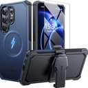 for Samsung Galaxy S26 Ultra Case with Belt Clip,Compatible with MagSafe,Anti-Drop,Shockproof,Heavy Duty Protection,with Screen Protector,with 360Rotating Kickstand,Blue