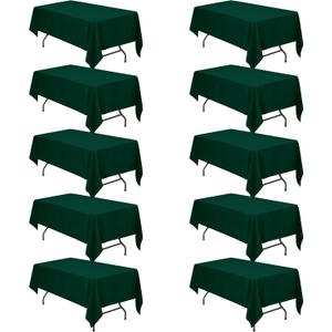 BRILLMAX 10 Pack Hunter Green Tablecloths for 6 Foot Rectangle Tables 60 x 102 Inch - 6ft Rectangular Bulk Linen Polyester Fabric Washable Cloth Cover for Wedding Reception Banquet Birthday Party