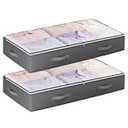Budding Joy 90L Under bed Storage Containers, 2 Pack Storage Bins, Grey
