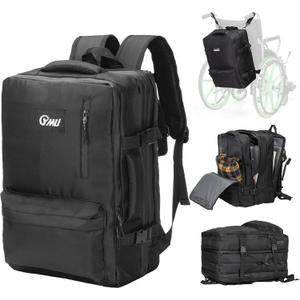 YMU 34L Large Wheelchair Bags to Hang on Back, Wheelchair Backpack Luggage for Travel Long Trip, Storage Bag for Electric Wheelchair Water-Resistant Universal fit Wheelchair Walker Stroller