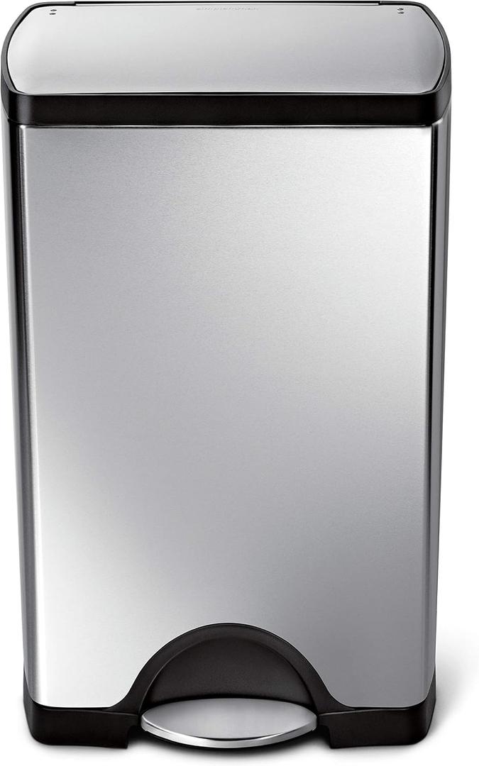 simplehuman 38-Liter Fingerprint-Proof Brushed Stainless Steel Rectangular Step-On Trash Can