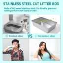 Stainless Steel Litter Box -6in High Sided,XL Metal Cat Litter Box for Big Cats Easy to Clean, Cat LitterBox Metal Pet Toilet for Adult Big Cats,Non Stick, No Smell,23.6"x15.8"x6"