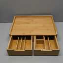 SOUJOY Bamboo Drawer Organizer for Coffee Pod, K Cup Organizer for Counter, Tea Bag Storage Organizer with Drawer and Side Storage Box for Kitchen Office Coffee Bar