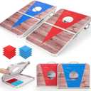 ROPODA Portable Cornhole Board Set, 30x20 Inch Corn Hole Games for Adults with 8 Bean Bags, Lightweight Aluminum Alloy Edging Cornhole Set for Outdoor Games，Beach and Tailgates.