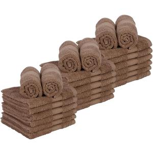 Casa Lino Face Towels & Body Wash Cloths for Showering - 100% Cotton Wash Cloths for Bathroom - Highly Absorbent & Quick Drying Washcloth Set - Cotton Washcloths 24 Pack (12" x 12") - (Brown) (Wash Cloths (24 Pcs), Coffee)