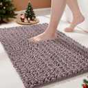 Yimobra Bathroom Rugs Non Slip Washable - Ultra Soft Absorbent Chenille Bath Mat, Quick Dry Shaggy Floor Carpet for Tub Shower, Mauve Home Decor Accessories, 24x17 Inch