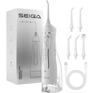 Portable Water Flosser for Teeth, Cordless Dental Flosser with 300ML Large Tank, Rechargeable Oral Irrigator with 5 Replaceable Jet Tips, 4 Modes, IPX7 Waterproof, Deep Cleaning Picks for Home Travel