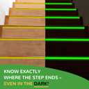 Indoor Stair Treads - Non-Slip 6" X 30" Clear Step Grips with Glow-in-the-Dark Stripes for Extra Elderly Support - Easy Peel 15-Pack Anti-Slip Strips for Wooden Stairs