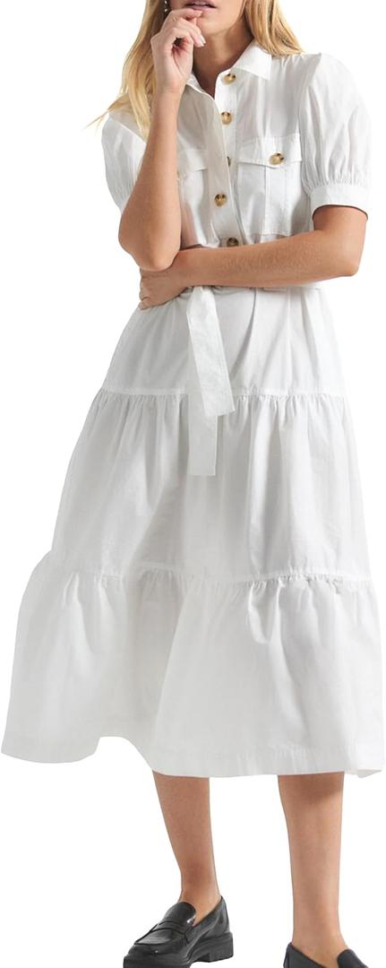 Derek Lam 10 Crosby Womens Buffy Utility Dress (4, White)