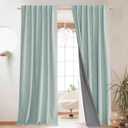 NICETOWN Seafoam Green Living Room Completely Shaded Linen Textured Draperies, 2 Pieces, W52 x L84, Privacy Protection & Noise Reducing Ring Top Drapes, White Lined Insulated Window Treatment Curtains