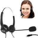 TriPro Binaural 4 Pin RJ9 Telephone Headset for Landline Phones
