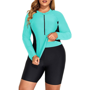 Daci Plus Size Rash Guard for Women - Long Sleeve Swimsuits 2 Piece Bathing Suit Built in Bra Swim Shirt with Shorts (Small, Black Floral)