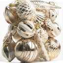 Christmas Ball Ornaments Shatterproof Plastic Tree Ornaments 24 PCS Shaped Styles Xmas Tree Holiday Decor,Champagne