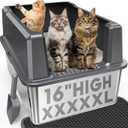 XXXXX+L Stainless Steel Cat Litter Box with Lid, 28" L x 20" W x 16" H Metal Litter Box with Hight Sides for Big Cats & Multiple Cats, Never Absorbs Odors, Anti-Urine Leakage, Easy Cleaning (Gray)