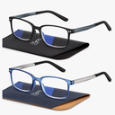 EASY READ 2 Pairs Sporty Style Reading Glasses for Men，Rectangular TR90 Blue Light Blocking Readers with Spring Hinge