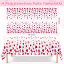 4 Pack Valentines Decorations, 108" X 54" Valentines Tablecloths, Heart-shaped Disposable Red Pink Tablecloths Love Plastic Table Cover, Galentines Decorations Party Supplies for Wedding Birthday