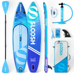 SLOOSH Inflatable Stand Up Paddle Board, 11'6" Inflatable Paddle Boards with Premium Accessories, Non-Slip EVA Deck, Ultra-Light Carry Bag Pump, Rapids SUP for Youth & Adults, Arctic Drift