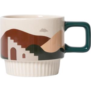 Ceramic Coffee Mug, 12oz/320ml Small Milk Tea Cup for Cocoa Cappuccino Latte Cereal Dishwasher Safe Microwave Safe, Office & Home, Brown Dessert Oasis Southwest Style Aesthetic Design