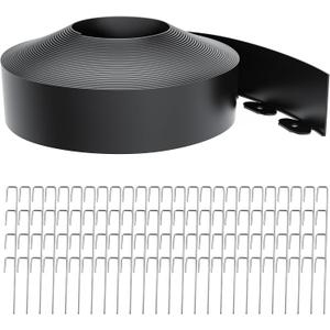 Landscape Edging 4 Inch Tall 80FT with 100Pcs Metal Spikes, Plastic Garden Edging Border Landscape Edging Border Lawn Edging for Landscaping, Flower Bed, Yard