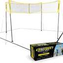 CROSSNET Quick Assemble 4 Square Volleyball Game Set for Adults and Kids with Volleyball Net, Backpack and Ball for Outdoor Games