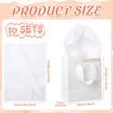 Qilery 50 Pcs Wedding Paper Gift Bags Bulk with Tissue Paper Small Gift Bags with Handle and Tags for Birthday Wedding Mothers' Day Party Business(White,4.7 x 2.4 x 3.9'')