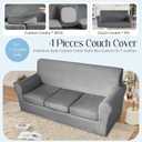 4 Pieces Velvet Sofa Covers for 3 Cushion Couch Washable 3 Seat Slipcovers for Couches and Sofas Stretch Soft Couch Covers for Dogs (Dark Grey, Sofa)