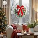 Pinkpum Lighted Christmas Wreath for Front Door Decor 16.5" Green Winter Wreath with LED String Lights for Home Wall Window Porch Farmhouse Indoor Outdoor Decorations Berries Pine Cones Bow 1 Pack