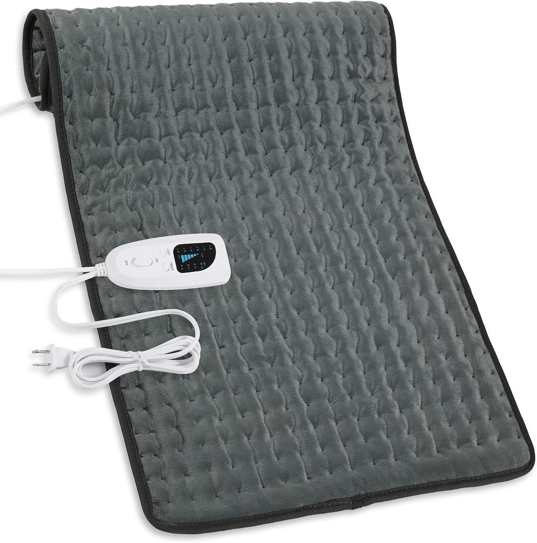Deepsoon Heating Pad,Electric Heating Pads for Back,Neck,Moist Heating Pad for Abdomen Shoulder Knee Legs,Dry/Moist Heat&Auto Shut Off,Mother's Day Birthday for Men and Women,Dark Gray,33x17 Inch