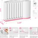 Straw Holder and Organizer for Reusable Straws Rack with Strong Suction Cup & Adhesive, Under Cabinet or On Wall Mount, No Drill Kitchen Organization for Metal, Glass, Silicone Straws White Pink