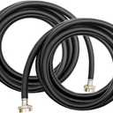 2 Pack 8 FT Rubber Washer Hoses, Black Burst Proof Washing Machine Hose, Hot and Cold Water Connection Inlet Supply Lines, 3/4" Fittings Washing Machine Fill Hose