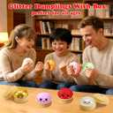 Dumpling Squishy, 4 Pcs Glitter Dumplings Squishies Mystery Box Squeeze Toys for Stress Relief Easter Basket Stuffers Party Favors Xmas Gifts for Kids Adults