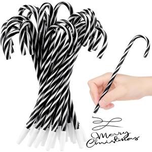 Janlaugh Christmas Candy Cane Scented Pens Bulk with Peppermint Candy Scented Ink Ballpoint Pen for Christmas Stocking Stuffers Gifts Stationery Supply(Black,White,30 Pcs)