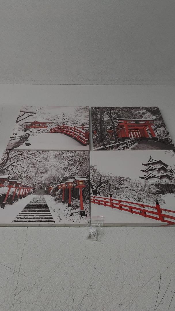 Set Of 4 Canvas Prints  Snowy Japanese