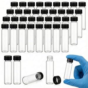 100Pcs 8ml 2 Dram Glass Vials with Screw Caps - Small Clear Sample Bottles for Essential Oils, Beads, and Crafts - Leak Proof Mini Storage Containers for Jewelry Findings, Spices, and Party Favors