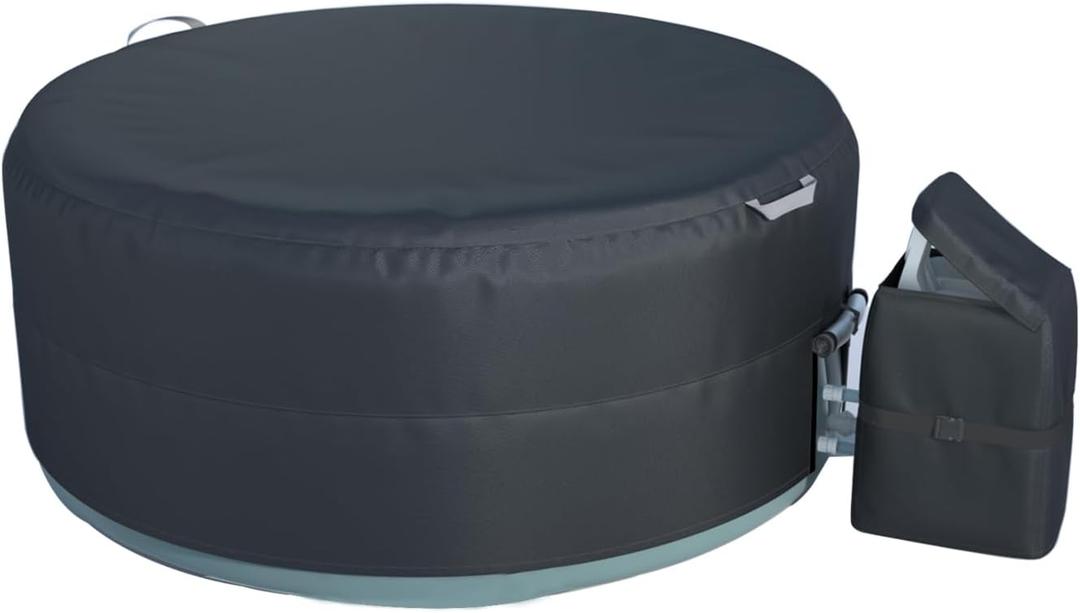 XCZ hot tub Cover, with Pump Cover. Suitable for a 71-inch Round hot tub, Insulated/dust-Proof/Water-Proof/Sun-Proof. Black (72.8"x 72.8" x 28.3")