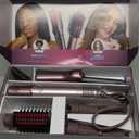 Shark FlexFusion Hair Straightener & Powerful Hair Dryer with Fusion Hair Brush, Ceramic Air Styler with Auto-Wrap Curlers & Concentrator, Ceramic Plates, Cosmic Blush HD641S