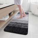 Arotive Microfiber Bathroom Rugs, Shaggy Soft and Absorbent Bath Rug, Non-Slip, Thick Plush Machine Washable Dry Bath Mats for Bathroom, Tub and Shower, 59x20, Black, Rectangular