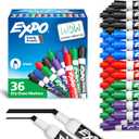EXPO Low Odor Dry Erase Markers Chisel Tip Assorted Colors Pack of 36 - Ideal for Classrooms Offices & Home Offices