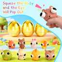 HIKISS 8 Pack Jumbo Golden Easter Eggs Fillers with Eye-Pop Fidget Toys, Easter Eggs Basket Stuffers Fillers, Stress Relief Squeeze Toys for Kids Boys Girls Easter Eggs Hunt Party Favors