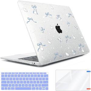 for MacBook Air 13 inch Case 2018 2019 2020 2021 2022 Release A2337 M1 A2179 A1932 Retina Display & Touch ID, Plastic Hard Shell Case +Keyboard Cover+Screen Protector+Webcam Cover, Bunny-B