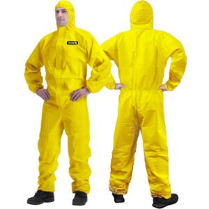 Hazmat Suit Disposable Coverall | Full Body Painters Suit in 7 Sizes with Multiple Specifications for Men & Women - X-Large, Yellow, 1