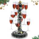 Afarnook Christmas Cocktail Tree Stand for Drinks 3 Tier 12 Holders Champagne Drink Tree Tower Margarita Stand for Christmas Wine Glass Holder for Party, Birthday, Housewarming Gift(Gold)