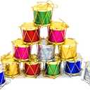2 x 24Pcs Colorful Glitter Mini Drum Christmas Tree OrnamentsTree Hanging DecorationPendant Holiday Wedding New Year Party Christmas Decor (24)