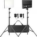 D30 LED Video Light Panel Light and 78.7 Inches Stand, 2 Packs 2500K-6500K Bi-Color Dimmable Photography Lights, CRI 96+ Videography Lighting for Video Recording/Gaming/Live Stream/Studio/Film (D30)