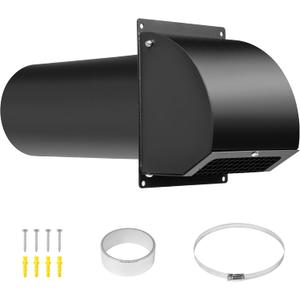 Neoaider 4 Inch Dryer Vent with Screen and Damper, 14GA/2MM Thick Heavy-Duty Steel Dryer Vent Cover, Dryer Vent Cover Outside for Dryer Ventilation and Outdoor Air Exhaust, Black