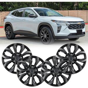 Universal 17 Inch Hub caps Wheel Covers for Cars, Set of 4 Fits Most Cars Hubcaps 17" Wheel Rim Cover Replacement Grey Black Color